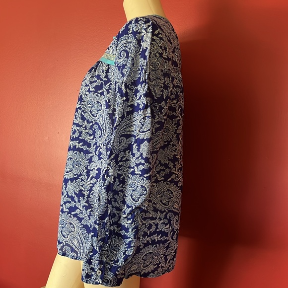 EUC J. Crew blue Paisley cotton blouse. - Picture 9 of 16